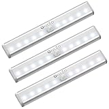 Schrankleuchten Led Bewegungsmelder, OxyLED LED Schrankleuchte Batterie Led 3 Stück Stick auf überall Wireless 10 LED Schrankbeleuchtung mit Magnetstreifen für Innen außen Schrank Küche