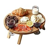 Outdoor Weintisch Tragbar, Picknicktisch Rund Holz Tragbarer, Outdoor Weintisch Picknicktisch Klappbar Holz FüR Gartenwarteschlangen Und Camping, Strand (30x16cm)