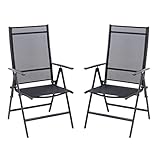 Ribelli Set Alu Klappstuhl Campingstuhl Hochlehner Gartenstuhl Klappsessel Aluminium Garten Outdoor 7-Fach verstellbar Mengen (Farbe:anthrazit / 2er Set)