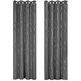 Deconovo Abdunkelnd gardinen Thermovorhänge Kälteschutz Verdunkelungsvorhänge mit Ösen Thermogardinen für Wohnzimmer, 214x132 cm(HöhexBreite), Hellgrau, 2er Set