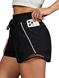 BMJL Schnelltrocknende Damen-Laufshorts für Sport, Athletik, Workout, aktive Shorts mit Tasche, schwarz, Klein