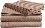 Nile Betten Collection Luxury Hotel Bettwäsche Ägyptische Baumwolle Fadenzahl 600 Satin 4 teilig massiv 43,2 cm Deep Pocket Solide Muster alle Größen & Farbe Traditionell Full XL Taupe Striped