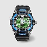 PINDOWS Digitaluhr Herren, 5atm Wasserdicht GroßEs Zifferblatt Chronograph, Multifunktional Analog MilitäR Tactical Armbanduhr, Wecker Kalender Stoppuhr,Blau