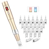 Beautlinks Dermapen Elektrische Microneedling Pen Micronadeln Pen 0-2,0mm mit LED Licht, Microneedle Haut Reparatur-Tool für Gesicht Hautverjüngung, Anti Akne, Anti Falten (Inkl. 24 Nadeln Patronen)