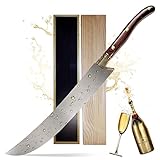 Champagnersäbel – Edelstahl Säbel für Sommelier mit Holzgriff 42cm - Kellnermesser Profi für Hochzeit & Party, Laguiole Säbel für Champagner, inklusive edler Geschenkbox (Brauner Griff)