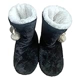 Hohe Hausschuhe Warm Damen Hausstiefel Winter Hüttenstiefel Plüsch Dick Hüttenschuhen Unisex Winterhausschuhe Kuschelig Wärme Pantoffeln Rutschfest Bequem Slipper Stiefel Schuhe für Drinnen Draußen