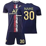 PSG Benutzerdefiniert Trikot T-Shirt Shorts 2 Teiliges Set Jeder Name Nummer - Benutzerdefiniert Fussball Trikot Kinder Set und Erwachsene Set