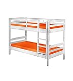 Inter Link Stabiles Hochbett Etagenbett Kinderbett Massivholz weiß 90 x 200 inkl. 2 x Rollrost