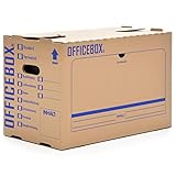 KK Verpackungen® Ordnerkarton Officebox | 10 Stück, Stabile Archivbox mit Sichtfenster für bis zu 6 Ordner | Stapelbare Archivkartons mit Ankreuz- & Beschriftungsfeldern in Braun