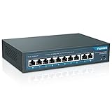 YuanLey 10 Port PoE Switch, 8 PoE Port 100Mbps, 2 Uplink Gigabit, 120W 802.3af/at, Erweitern Sie die Funktion, Metal Fanless Plug and Play