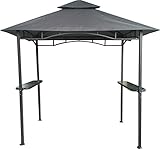 habeig Grillpavillon Wasserdicht 310g/m² PVC Dach Pavillon 250x150 cm mit Ablage Gartenlaube Gartenpavillon BBQ (Anthrazit 27-A)