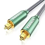 RAWAUX 2M Optisches Kabel mit 24K Vergoldete Stecker Digital Optisches Audiokabel Nylon Geflochtenes Digital Audio SPDIF Kabel auf Toslink Kabel für Soundbar, TV, Heimkino, Xbox, PS4, DVD