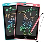 LCD Schreibtafel 2 Pack Zaubertafel , 8,5-Zoll Doodle Scribbler Pad ,Löschbarem Handschrift Block Lernspielzeug, für Geburtstag Weihnachten Geschenk 3-7 Jahre alte Jungen Mädchen（Blau/Rosa）