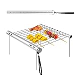 MOPOIN Edelstahl Camping Grill Klappbar, Tragbarer Holzkohlegrill Grillrost Zerlegbarer Minigrill Klappgrill Mini Grill Für Picknicks, Hinterhöfe,Trekking, Überleben, Outdoor, 31x3x3cm