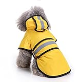 Hunde Regenmantel mit Kapuze und sicheren reflektierenden Streifen, ultraleichte atmungsaktive 100% wasserdichte Regenjacke für kleine Hunde