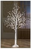 LED Perlenbaum Silber - 120 cm - Lichterbaum für Innen und Außen - Deko Baum warm weiß beleuchtet mit Perlen Batterie betrieben mit Timer