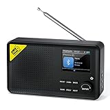 Tragbare DAB Radio, TOGAVE Bluetooth DAB/DAB+/FM-Radio/UKW mit 40 Presets,2000mah Lithium-Akku, LCD Display, Sleeptimer und Doppelalarm Küchenradio Eltern,Weihnachten - Schwarz