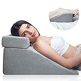 NOFFA Lesekissen & Keilkissen zur Beinerhöhung, Memory Foam Nacken-, Rücken-, Beinstützkissen, abnehmbares Mehrzweckkissen für Bett, Sofa, Sitzen, Schlafen, Ruhe (Grau)