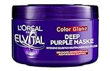 L'Oréal Paris Elvital Haarmaske für blondes, gesträhntes, graues Haar, Neutralisiert Gelbtöne, Color Glanz Purple Deep Mask gegen Gelbstich, 1 x 250 ml