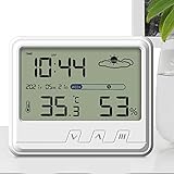 Botiniv Raumthermometer Innen - Innenthermometer mit übersichtlichem LCD-Display | Feuchtigkeitsmesser mit Weckerfunktion für Zuhause, Babyzimmer, Gewächshaus, Pflanzen, Reptilien