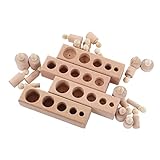 HEITIGN 4 Stück/Set Zylinderblöcke Steckpuzzle Montessori Holz Spielzeug Trainiert Motorik Kleinkindspielzeug Sortierspiel & Steckspiel ab 3 Jahre