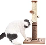 PAWZ Road Kratzbaum für Katzen Sisal mit Katzenspielzeug Kratzen Katzenkratzbaum Kratzsäule Kratzpsäulen Kätzchen Kleine Scratcher Plüschstange mit extra Pfosten baumelnder Kugel Höhe 54cm Braun