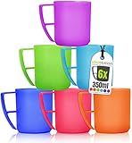 idea-station NEO Kunststoff Tassen Set 6 x 350 ml - bunt - Kaffeebecher Plastik - Camping Tasse