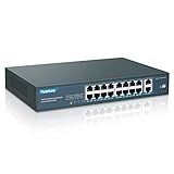 YuanLey 18 Port PoE Switch, 16 PoE+ Port 100Mbps, 2 Uplink Gigabit, 250W Integrierte Stromversorgung, 802.3af/at, Nicht Verwaltetes Plug-and-Play für die Rackmontage