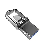 KEXIN USB-Stick 128 GB Dual Drive USB Typ C Flash-Laufwerk USB C Stick OTG Metall Speicherstick USB Stick 3.0 für USB C Android Handy Schwarz 128GB