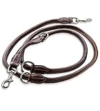 Jack & Russell Premium Leder Hundeleine Dexter 2,0m - Hunde Lederleine mit Messing-Karabiner - Echtleder Leine mehrfach verstellbar Dexter (Braun)