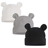 XIAOHAWANG Babymütze Neugeborene Mädchen Jungen Mütze Baby Beanie Baumwolle für 0-12 Monate Babys Unisex Erstlingsmütze (0-6Monate, Weiß + Schwarz + Grau)