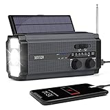 Nigecue Solar Radio, Tragbar Kurbelradio Dynamo Radio mit AM/FM, Eingebaute 5000mAh Wiederaufladbare Batterie, 3 Modi LED Taschenlampe, LED Leselampe, SOS-Alarm für Notfall Ourdoor - Schwarz