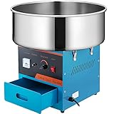 BuoQua 1000W Profi Zuckerwattemaschine Elektrisch Edelstahl, Blau Cotton Candy Machine, Zuckerwatten Maschine für Zuhause mit Gummiband, Zuckerschaufel und Kohlebürsten in der Lieferung