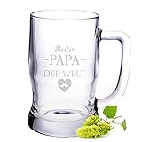 Leonardo Bierkrug mit Gravur - Bester Papa der Welt - Geschenk für Papa ideal als Vatertagsgeschenk Bierglas Bierseidel als Geburtstagsgeschenk für Männer 0,5 L