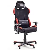 Robas Lund OH/FD01/NR DX Racer 1 Gaming-/ Büro-/ Schreibtischstuhl, mit Wippfunktion Gaming Stuhl Höhenverstellbarer Drehstuhl PC Stuhl Ergonomischer Chefsessel, schwarz-rot