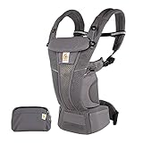 Ergobaby Omni Breeze Babytrage für Neugeborene ab Geburt bis 20kg, 4 Positionen SoftFlex Mesh Ergonomische Babybauchtrage Rückentrage Baby-Tragetasche (Graphite Grey)