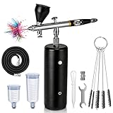 Airbrush Set mit Kompressor, Handheld Schnurloses Mini Wiederaufladbare Air Brush Kit für Malen, Tattoo, Nail Art, Mode, Make-up, Kuchendekoration, Barber