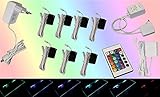 Trango 7er Set RGB Farbwechsel LED Glaskantenbeleuchtung inkl. Fernbedienung TG5022-07 Schrankbeleuchtung I Glasbodenbeleuchtung I Vitrinenbeleuchtung I LED Clips I Möbelbeleuchtung I Licht für Ihre Vitrine