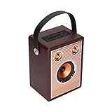 minifinker Kleiner Retro-Lautsprecher, Bluetooth-Lautsprecher, AUX-Kabel, zarter Sound, 8 W, für den Innenbereich für Partys(Braune Holzmaserung (Exportversion))