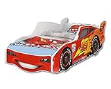 iGLOBAL Kinderbett Zig Zag Lightning McQueen Cars 3 Autobett Cars Bett Jugendbett Juniorbett Bett mit Lattenrost Stellage mit Matratze 160x80 cm (160 x 80 cm with a Mattress)