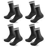 Sneaker Socken Herren Damen, 4 paar Unisex socks Atmungsaktiv Sportsocken Laufsocken Lange Business & Freizeit Baumwollsocken Schwarz Weiß Grau Hellblau, Ideal für Herbst & Winter 35-38