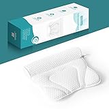 Tiklife Badewannenkissen, wasserdichte Badewannen Kissen mit 3D Air Mesh und 6 Saugnäpfen, Nackenkissen Badewanne, die Schulter und Nacken stützen, Bad Zubehör