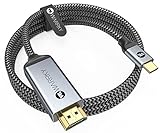 USB C auf HDMI Kabel 4K, WARRKY [3M, Geflochten, Hochgeschwindigkeit] Thunderbolt 3 zu HDMI Adapter Kompatibel für New iPad, MacBook Pro/Air, iMac, Galaxy S20 S10 S9 S8, Surface, Dell, HP