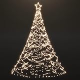 vidaXL Weihnachtsbaum mit Metallpfosten Stern Lichterbaum Beleuchtet Dekobaum Weihnachtsdeko Lichterkette Beleuchtung 500 LEDs Warmweiß 3m