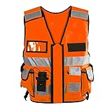 OBRAMO Einsatz-Warnweste Sicherheitsweste reflektierend orange M-XL