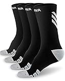 DOVAVA Socken Herren 4 Paar, Crew Kompressionsstrümpfe Herren & Damen, 43-46(L/XL), Schwarz