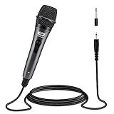 Moukey Dynamisches Mikrofon, Metall Karaoke Handmikrofon MWm-5 mit 4M/13ft XLR-Kabel für Karaoke, PA-Lautsprecher, Amp, Mixer, Sprache, Hochzeit, Bühne, Hochzeit（Grau）