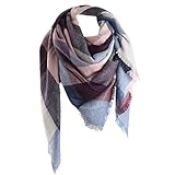 Bakicey Damen Schal XXL Warm Weich Strickschal Karo Winterschal Herbstschal Wolleschal Frauen Deckenschal Halstuch Scarf Poncho Cape, A, 3XL