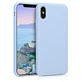 kwmobile Hülle kompatibel mit Apple iPhone X - Hülle Silikon gummiert - Handyhülle - Handy Case in Hellblau matt