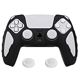 PlayVital Silikon Hülle für ps5 Controller,Case Anti-Rutsche Schutzhülle Hülle Griffe Skin Weiches Gummi Grips für Playstation 5 Wireless Controller(Ritter Edition,Schwarz & Weiß)